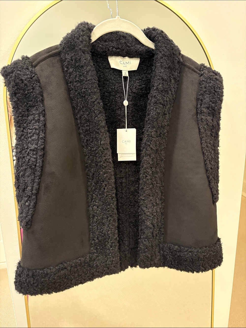 Cami NYC Black Faux-Shearling Vest